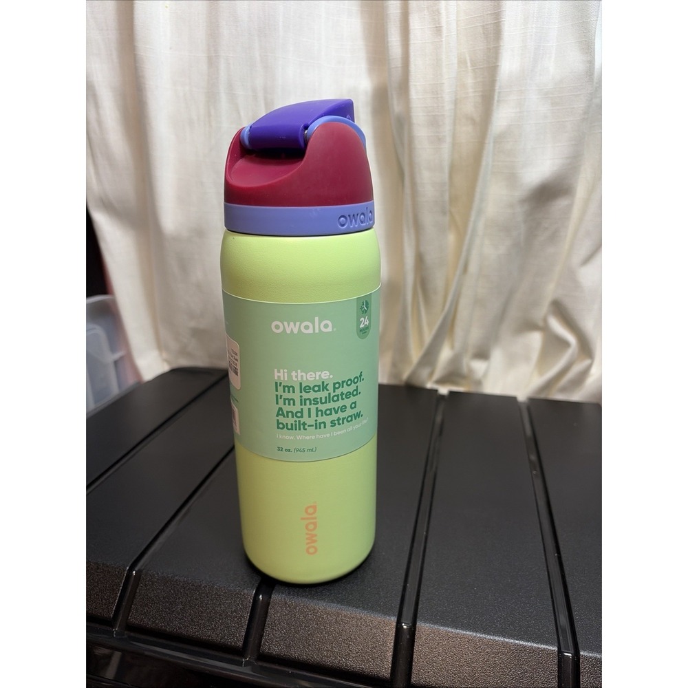 NWT Owala 32 Oz Freesip Stainless Steel Water Bottle In Lime Light- SEE PICS